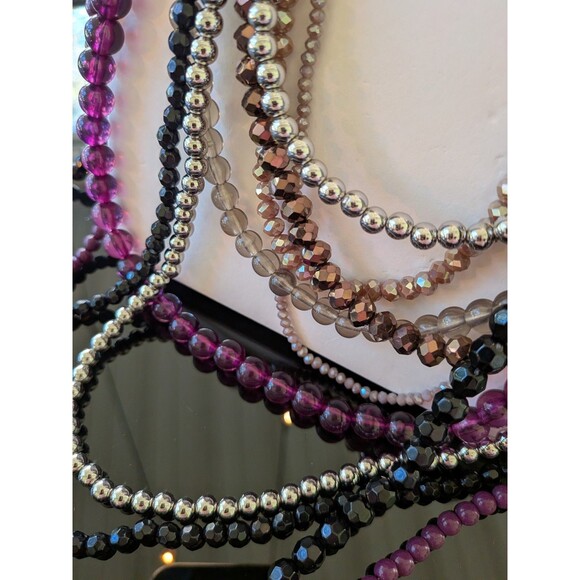 ZARA Necklaces Women's Pack Of 2 Multi-bead Plum Silver Bronze Black Faceted NEW - Picture 5 of 10